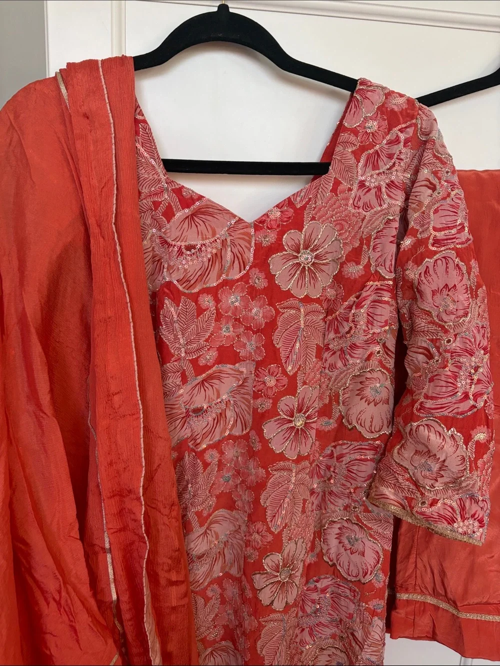 Women's Coral Embroidered Palazzo Pants Set - Stylish Ethnic Wear